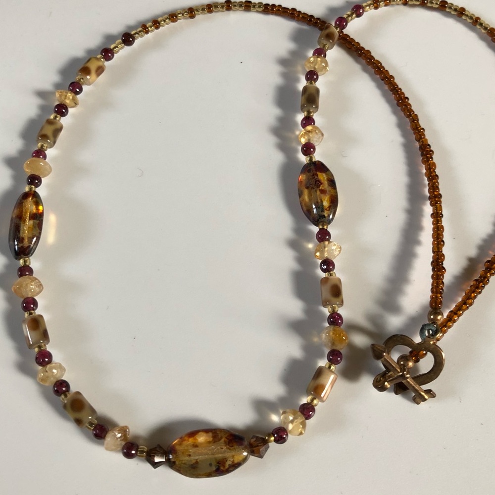 Natural color Everyday Necklace with 2mm Garnet